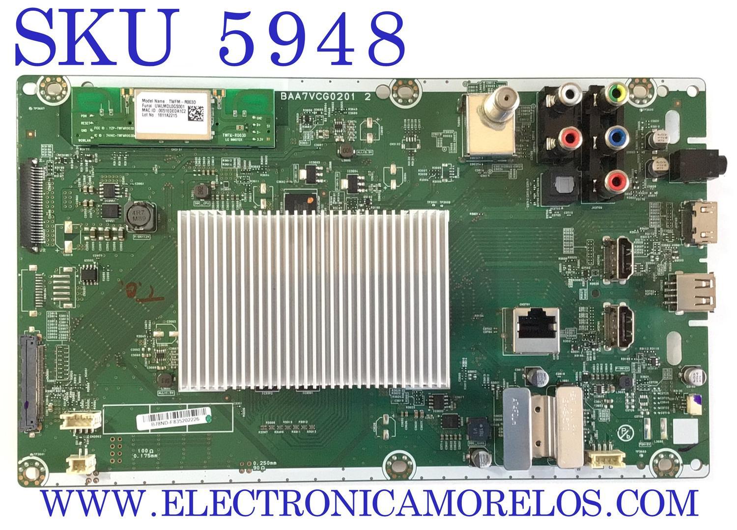 MAIN PARA TV MAGNAVOX / NUMERO DE PARTE B78ND / BAA7VCG0201 2 / AB78ND / PANEL UBD85XG / MODELO 65MV378Y / DISPLAY LC650EGY (SL)(A1)